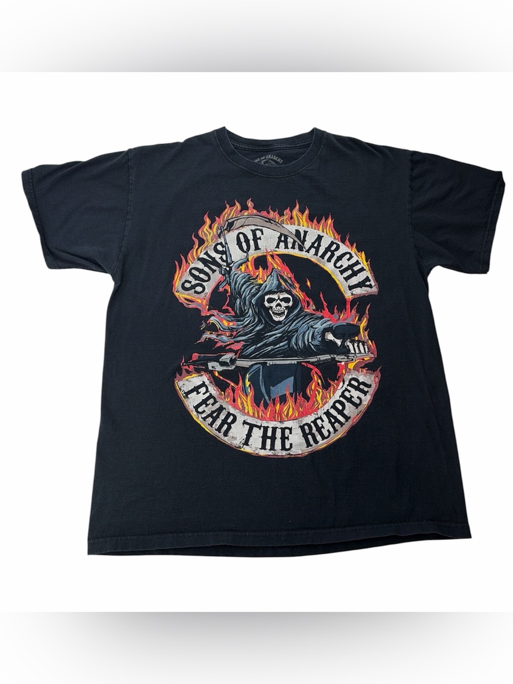 Y2K Sons of Anarchy "Fear The Reaper" Mens Black Biker Graphic T Shirt Size L